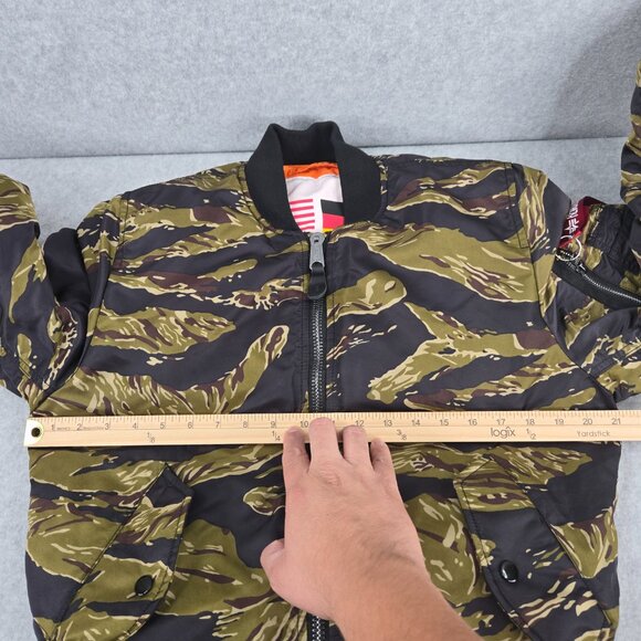Alpha Industries Bomber Jacket Mens XS Tiger Stripe Camo Reversible Aviator - Picture 9 of 11